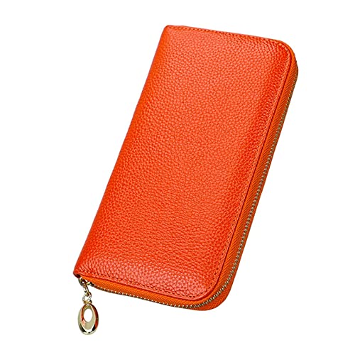 SUICRA Damen Geldbörse Wallet Female Genuine Leather Wallet Many Departments Purse Yellow Red Zipper Women Wallets Long Coin Purse Card Holders (Color : Orange) von SUICRA