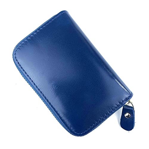 SUICRA Damen Geldbörse Wallet Genuine Leather Purse for Men Zipper Coin Card Holder First Layer Cowhide Oil Wax Leather Mini Clutch Bag (Color : Blue) von SUICRA