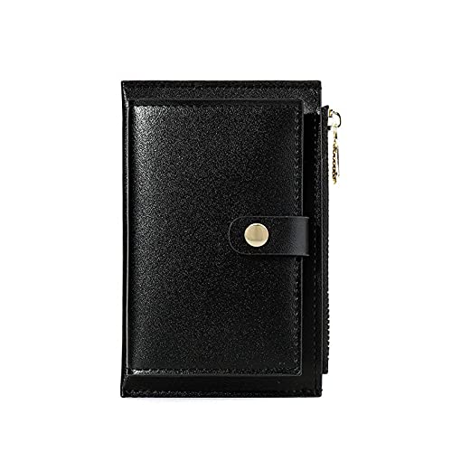 SUICRA Damen Geldbörse Wallet Lady Gold Reißverschluss Münze Geldbörse Karten Fall Leder Dame Kleine Geldbörse Mode (Color : Black) von SUICRA