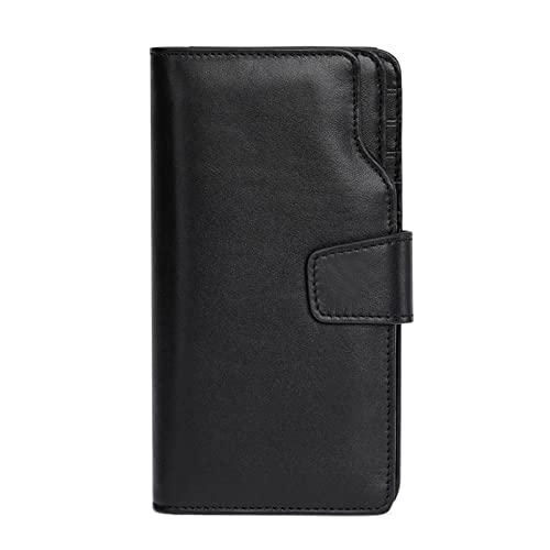 SUICRA Damen Geldbörse Wallet Male Leather Genuine Vintage Long Clutch Wallets Purse ZipperHasp Men Cell Phone Bags Wallets (Color : Black Wallet) von SUICRA