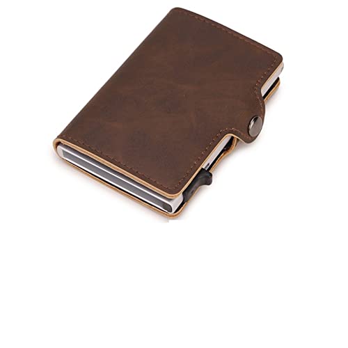 SUICRA Damen Geldbörse Wallet Men Money Bag Mini Purse Male Aluminium Card Small Trifold Leather Wallet Slim Thin Brown Walet carteras (Color : Coffee) von SUICRA