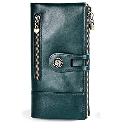 SUICRA Damen Geldbörse Wallet Women Cow Leather Double Zipper Walets Genuine Leather Female Purse Long Women Wallets Ladies Clutch Bag Card Holder (Color : 3513 Blue) von SUICRA