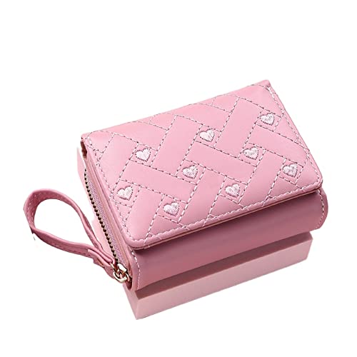 SUICRA Damen Geldbörse Wallets for Women Kawaii Cute Wallet Luxury Designer Lady Wallet Pink Purse Womens Wallet Small Women Leather Wallet Coin Purse (Color : Pink) von SUICRA
