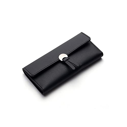 SUICRA Damen Geldbörse Weibliche Geldbörse Pu. Leder Frauen Brieftaschen Damen Lange Design HASP Reißverschluss Geldbörsen Kupplungsänderung Münzkartenhalter (Color : Black) von SUICRA