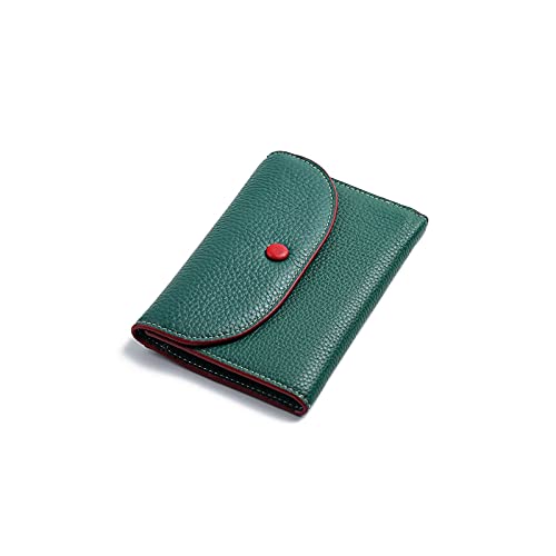 SUICRA Damen Geldbörse Weiche Echtes Leder Brieftasche Frauen Kartenhalter Clutch Frauen Tasche 3 Falz Kurze Damen Brieftaschen mit Reißverschluss Münzbeutel (Color : Green) von SUICRA