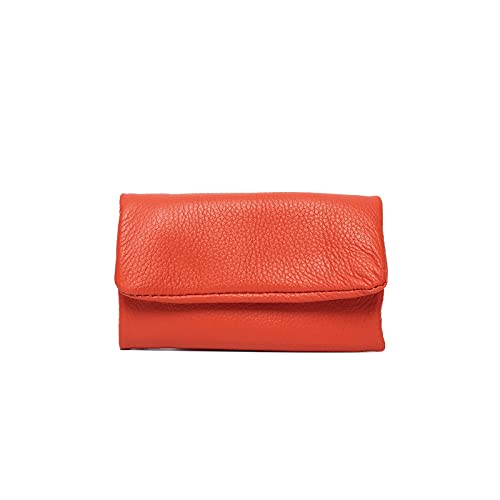 SUICRA Damen Geldbörse Weiche Echtes Leder Key Case Brieftaschen Für Frauen Design Mini Kartenhalter Solide Farbe Damen Portable Münze Geldbörsen (Color : Orange) von SUICRA