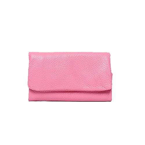 SUICRA Damen Geldbörse Weiche Echtes Leder Key Case Brieftaschen Für Frauen Design Mini Kartenhalter Solide Farbe Damen Portable Münze Geldbörsen (Color : Pink) von SUICRA