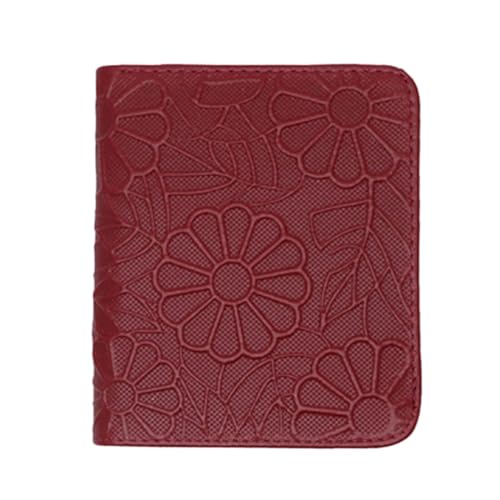 SUICRA Damen Geldbörse Western Auspicious Genuine Leather Wallet Female Red Black Blue Pink Green Gray Purple Color Short Purse Hasp Women Wallets (Color : Red) von SUICRA