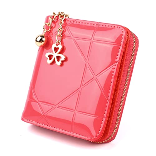 SUICRA Damen Geldbörse Women Multi-Color Coin Purse Short Small Card Holder Ladies Coin Wallet Patent Leather Embossed Passport Leather Wallet Watermelon Red von SUICRA