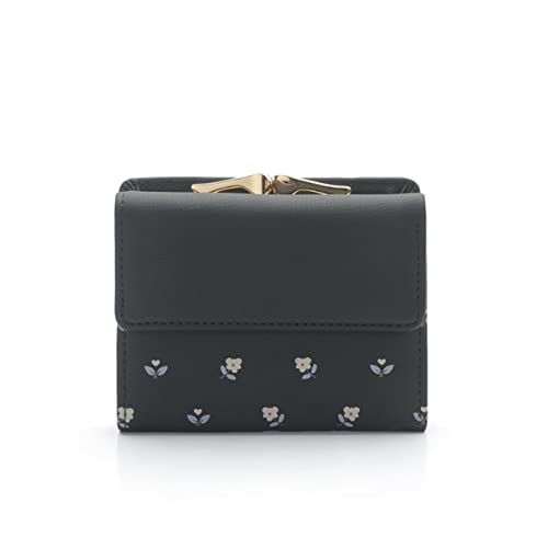 SUICRA Damen Geldbörse Women Purse Leather Pocket Ladies Clutch Wallet Women Short Card Holder Cute Girls Wallet Mujer Coin Bag (Color : Black) von SUICRA