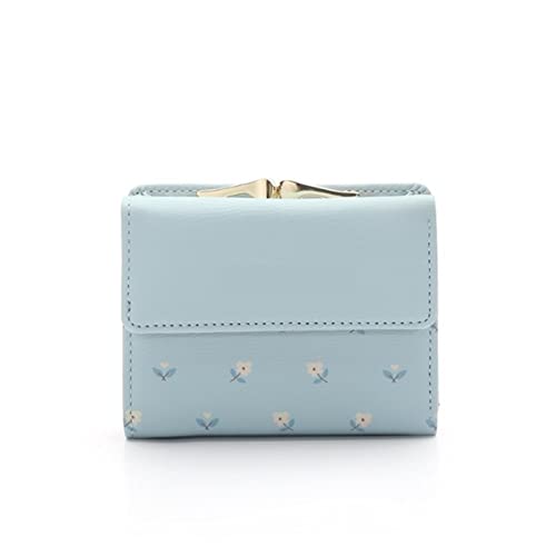 SUICRA Damen Geldbörse Women Purse Leather Pocket Ladies Clutch Wallet Women Short Card Holder Cute Girls Wallet Mujer Coin Bag (Color : Blue) von SUICRA