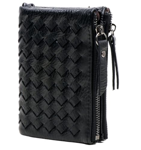 SUICRA Damen Geldbörse Women Wallet Card Holder PU Leather Short Money Wallets PU Leather Lady Double Zipper Coin Purse Wallet for Women (Color : Black) von SUICRA