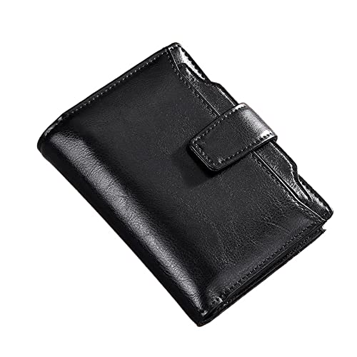 SUICRA Damen Geldbörse Women Wallet Genuine Leather Retro Oil Wax Cowhide Fashion Girls Wallet Short Zipper Cute Small Coin Purse for Women (Color : Black) von SUICRA