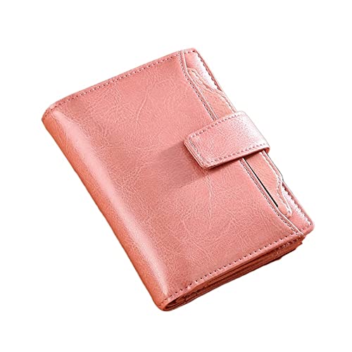 SUICRA Damen Geldbörse Women Wallet Genuine Leather Retro Oil Wax Cowhide Fashion Girls Wallet Short Zipper Cute Small Coin Purse for Women (Color : Pink) von SUICRA