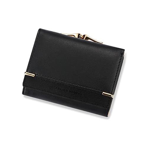 SUICRA Damen Geldbörse Women Wallets Leather Luxury Designer Female Coin Purses ID Card Holder Wallet Short Ladies Money Bags Clutch Purse (Color : Black) von SUICRA