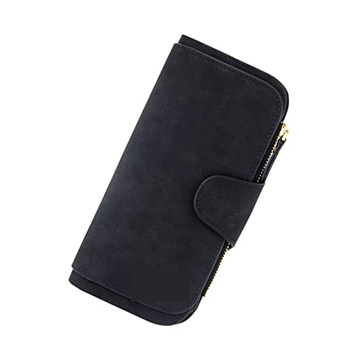 SUICRA Damen Geldbörse WomenWallet Made of Leather Wallets Three Fold Vintage Womens Purses Mobile Phone Purse Female Coin Purse Clutch Bag (Color : Black) von SUICRA