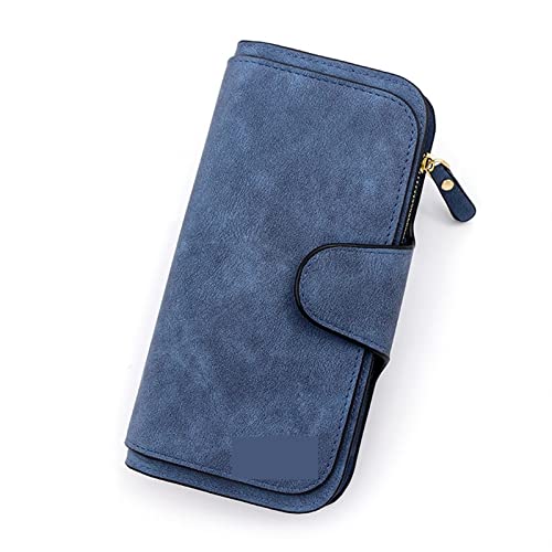 SUICRA Damen Geldbörse WomenWallet Made of Leather Wallets Three Fold Vintage Womens Purses Mobile Phone Purse Female Coin Purse Clutch Bag (Color : Blue) von SUICRA