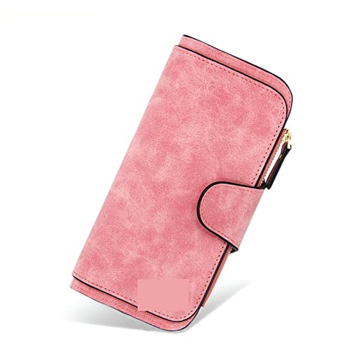 SUICRA Damen Geldbörse WomenWallet Made of Leather Wallets Three Fold Vintage Womens Purses Mobile Phone Purse Female Coin Purse Clutch Bag (Color : Pink) von SUICRA