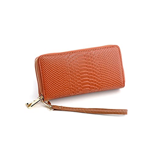 SUICRA Damen Geldbörse Womens Clutch Brieftasche Große Kapazität Echtes Leder Damen Doppel Reißverschluss Brieftasche Clutch Multi Card Organizer (Color : B) von SUICRA