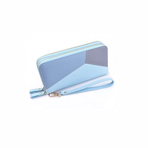 SUICRA Damen Geldbörse Zipper Long Wallets Purses Handbags Coin Purse Cards Holder Leather Billfold Wallet (Color : Blue) von SUICRA