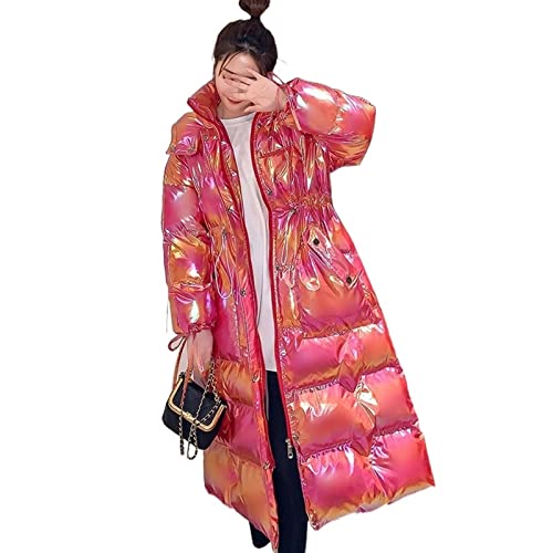 SUICRA Daunenjacken für Damen Jacke helles Gesicht über der langen bunten Draw-Away-Winterjacke Frauen mit Kapuze verdickte Kleidung (Color : Red, Size : XL) von SUICRA