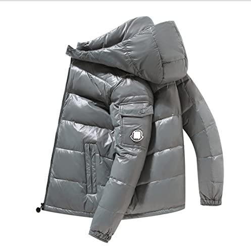 SUICRA Herren Winter Daunenjacke Bubble Thickened Clothes Shiny Detachable Hat Warm Waterproof Washless Down Jacket Grijs M von SUICRA