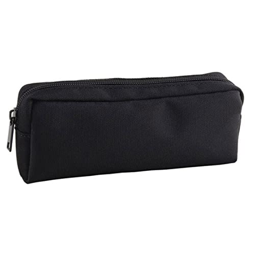 SUICRA Federmäppchen Black Canvas Pencil Case School PencilCase for Simple Candy Color Large Capacity Pencil Cases Stationery Cosmetic Bag (Color : Black) von SUICRA