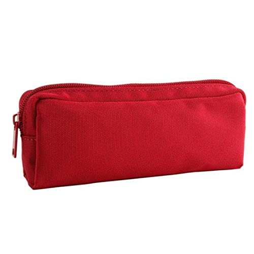 SUICRA Federmäppchen Black Canvas Pencil Case School PencilCase for Simple Candy Color Large Capacity Pencil Cases Stationery Cosmetic Bag (Color : Red) von SUICRA