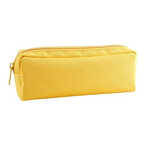 SUICRA Federmäppchen Black Canvas Pencil Case School PencilCase for Simple Candy Color Large Capacity Pencil Cases Stationery Cosmetic Bag (Color : Yellow) von SUICRA