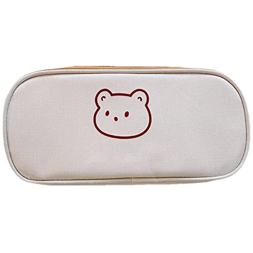 SUICRA Federmäppchen Canvas Pencil Bag Cartoon Bear Pencil Bag Large Capacity Gift Stationery Box von SUICRA