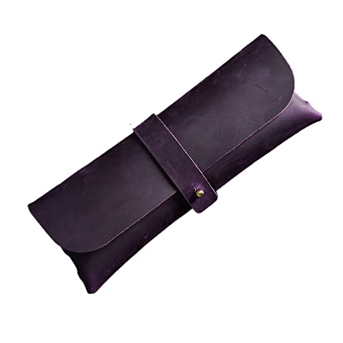 SUICRA Federmäppchen Pencil Case Pen Bag Student Large-Capacity Stationery Storage Bag Cowhide Glasses Box (Color : Purple) von SUICRA