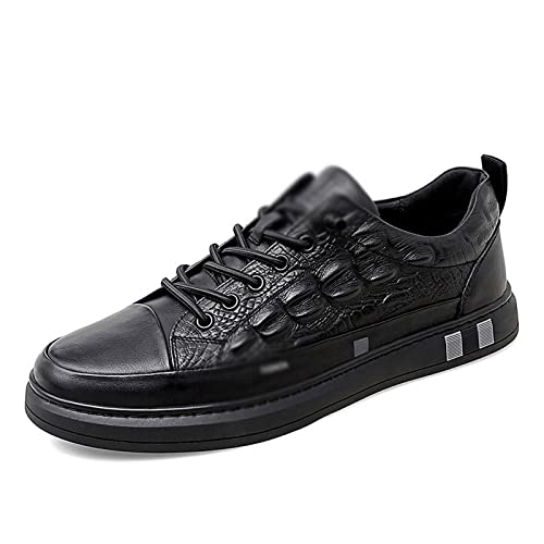 SUICRA Herren-Oxfords Muster Männer Casual Schuhe Komfortable Flache Männer Oxford Lace-up Sneakers für Männer Sneaker (Color : Black, Size : 10-US) von SUICRA