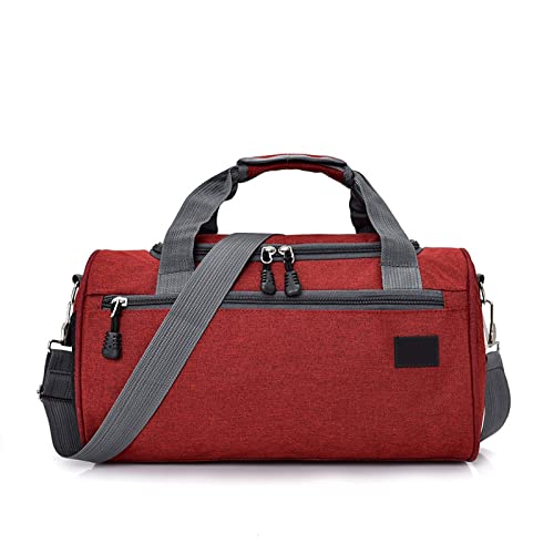 SUICRA Herren-Tragetaschen Men Travel Sport Bags Light Luggage Business Cylinder Handbag Women Outdoor Duffel Weekend Crossbody Shoulder Bag Pack (Color : Red) von SUICRA