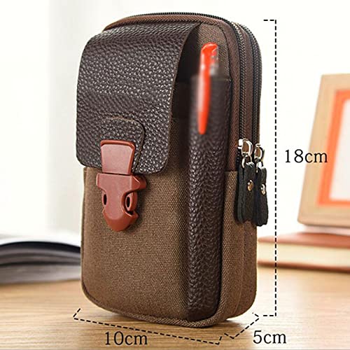 SUICRA-Hüfttaschen Männliche zufällige Reißverschluss Männer Taille Taschen Kleine Solide Farbe Kartenhalter 4 Zoll Telefon Packs Gürtel Fanny Geldbörse (Color : Black) von SUICRA