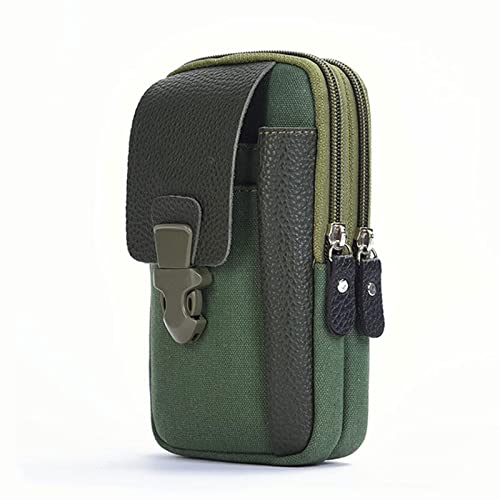 SUICRA-Hüfttaschen Männliche zufällige Reißverschluss Männer Taille Taschen Kleine Solide Farbe Kartenhalter 4 Zoll Telefon Packs Gürtel Fanny Geldbörse (Color : Green) von SUICRA