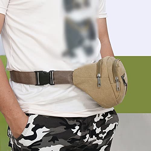 SUICRA-Hüfttaschen Taillenpackungen Männer Banane Buman Bag, Leinwand Fanny Pack Hot Casual Gürtel Tasche, Frauen Sport Hüfttasche Telefon Poules Reisen (Color : Bruin) von SUICRA