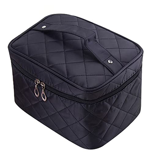 SUICRA Kosmetiktaschen Cosmetic Box Female Quilted Professional Cosmetic Bag Women Large Capacity Storage Handbag travel Toiletry Makeup Bag (Color : Black, Size : L) von SUICRA