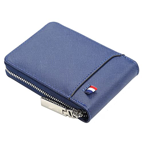 SUICRA Leder-Geldbörse Brieftasche Männer Kurze kleine multifunktionale Handkarteninhaber Pu. Business Reißverschluss Geldbörse Mode hochwertiger lässig (Color : Blue) von SUICRA