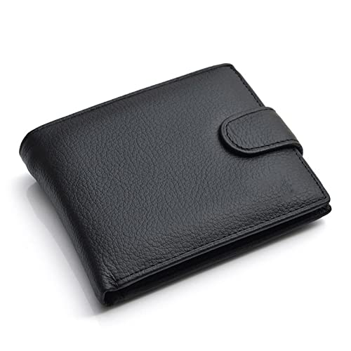 SUICRA Leder-Geldbörse Brieftasche Männer Leder echte Kuh Leder Mann Geldbörsen mit Münztasche Mann Geldbörse Leder Geld Tasche Männliche Geldbörsen (Color : Black) von SUICRA