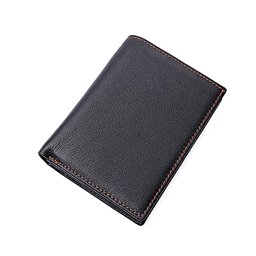 SUICRA Leder-Geldbörse Brieftasche des Mannes Rindsleder Leder Kartenhalter Brieftasche Reißverschluss Münztüte (Color : Black) von SUICRA