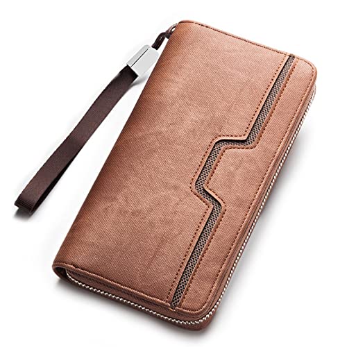 SUICRA Leder-Geldbörse Business Casual Clutch Junge männliche Brieftasche PU-Lederkabinen Geldbörse Kartenhalter Abnehmbare Armband Tasche Männer von SUICRA