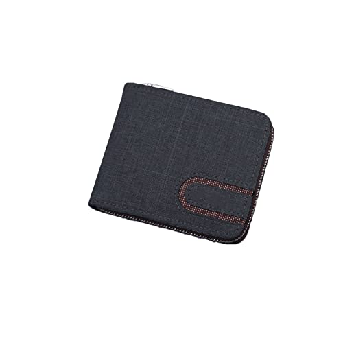 SUICRA Leder-Geldbörse Canvas Wallet Men Short Men's Wallet Zipper Business Card Holder Wallet Case Premium Coin Purse Card Holder (Color : Black) von SUICRA