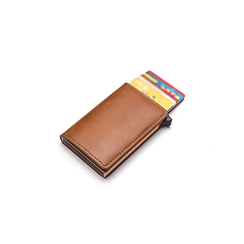 SUICRA Leder-Geldbörse Card Box Protector Safety Wallet Männer und Frauen bunt PU. Mode Aluminiumkasten Fallhalter (Color : A) von SUICRA