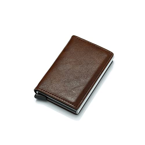 SUICRA Leder-Geldbörse Credit Business Mini Card Wallet Cardholder Men Women Wallet Business Card Holder (Color : Bruin) von SUICRA