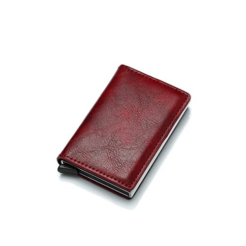 SUICRA Leder-Geldbörse Credit Business Mini Card Wallet Cardholder Men Women Wallet Business Card Holder (Color : Red) von SUICRA