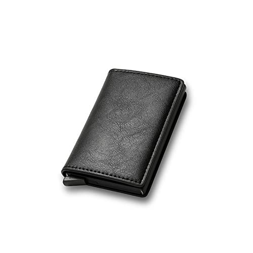 SUICRA Leder-Geldbörse Custom Card Holder Black Carbon Fiber Leather Simple Wallet Men Gift Personalize von SUICRA