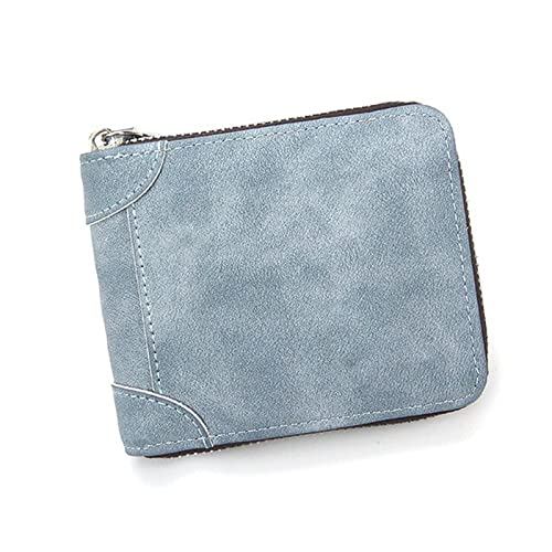 SUICRA Leder-Geldbörse Druck Leder männer wallter Kupplung Zwei Zip männer Kurze kleine münze geldbörse brandneues Design weicher Mini Karten bargeldhalter Brieftasche (Color : Blue) von SUICRA