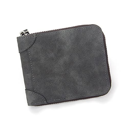 SUICRA Leder-Geldbörse Druck Leder männer wallter Kupplung Zwei Zip männer Kurze kleine münze geldbörse brandneues Design weicher Mini Karten bargeldhalter Brieftasche (Color : Dark Grey) von SUICRA