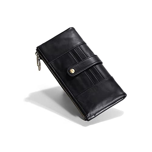 SUICRA Leder-Geldbörse Echtes Leder Männer Geldbörse mit Münzbörse Luxusmarke Kleine Mini Karteninhaber Weibliche Geld Kreditkarteninhaber (Color : Black) von SUICRA