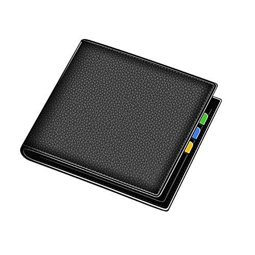 SUICRA Leder-Geldbörse Echtes Leder-Männer Geldbörsen Bifold Wallet Reißverschluss Geldbörse Visitenkarte-Halter-Mappen (Color : Black) von SUICRA